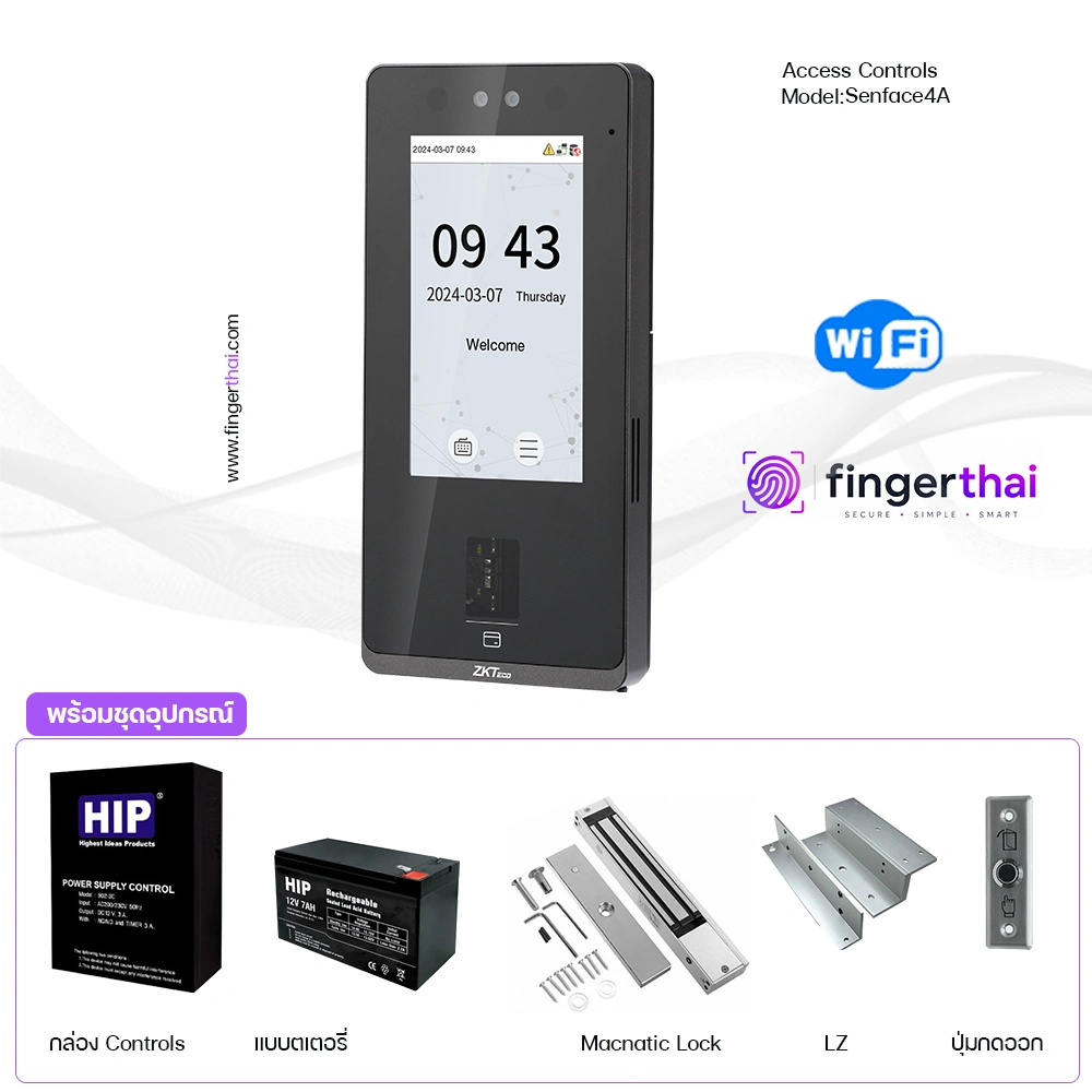 ZKTeco SenFace 4A เครื่องสแกนใบหน้าควบคุมประตู AI Face Recognition Access Control ระบบความปลอดภัยสูง